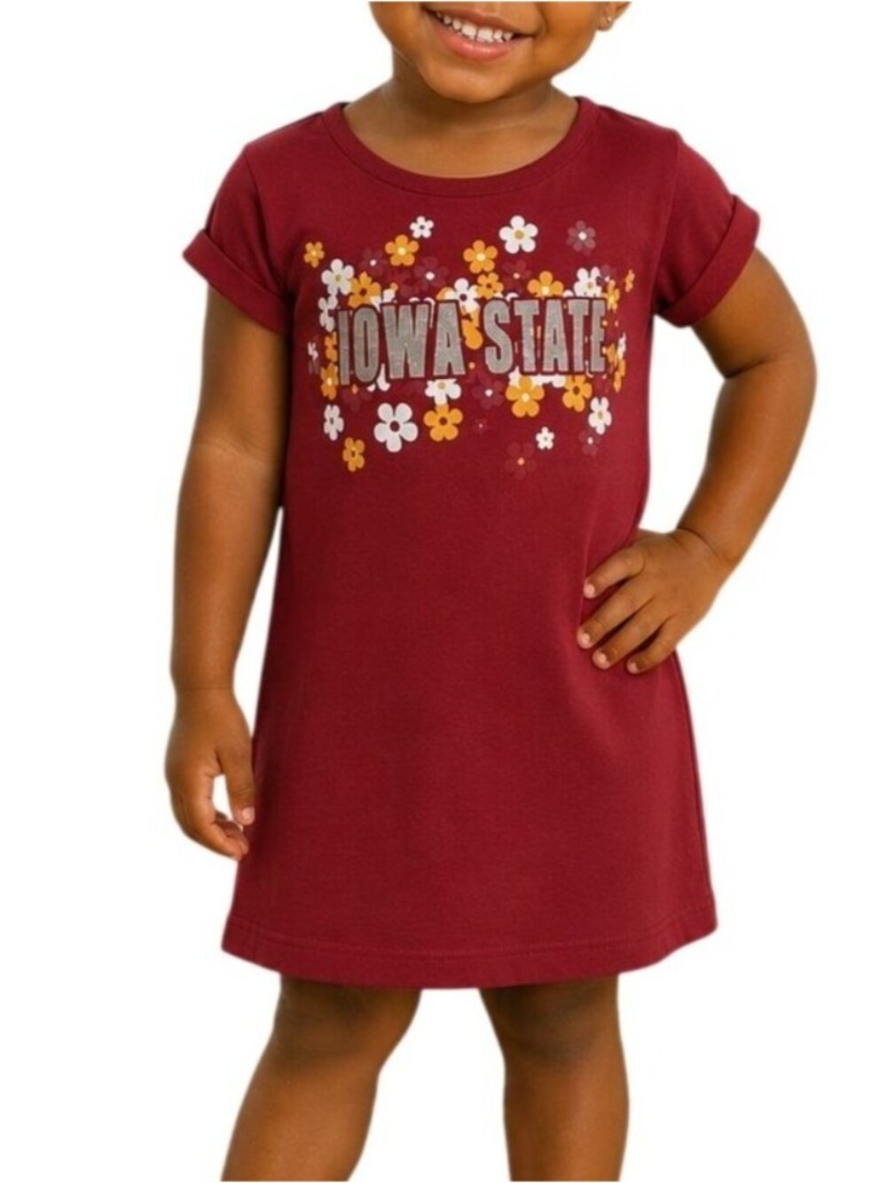Colosseum Toddler Size 2T Dress Iowa State Floral Print Capped Sleeves Game Day